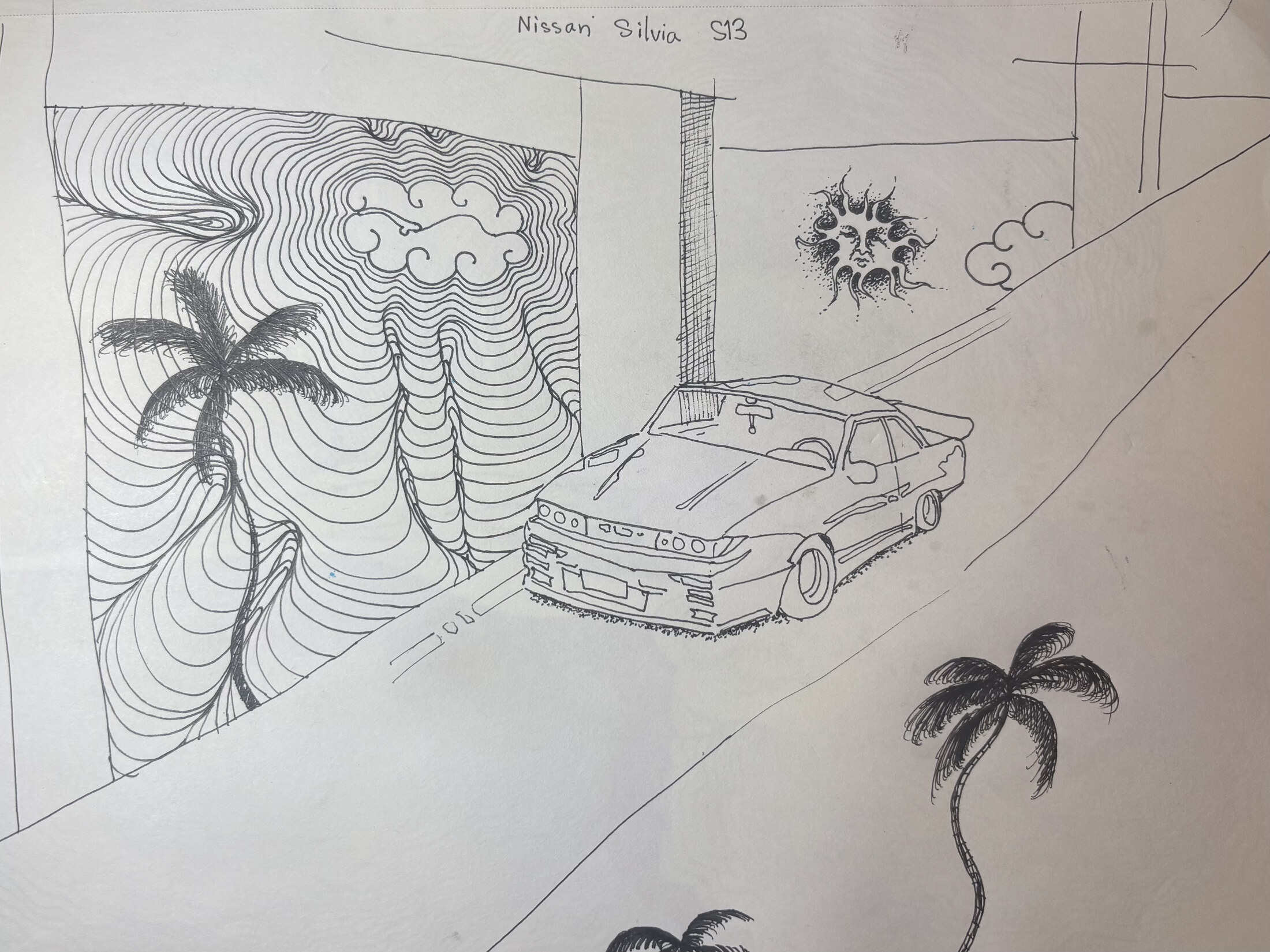 Nissan Silvia S13 — Ink on paper