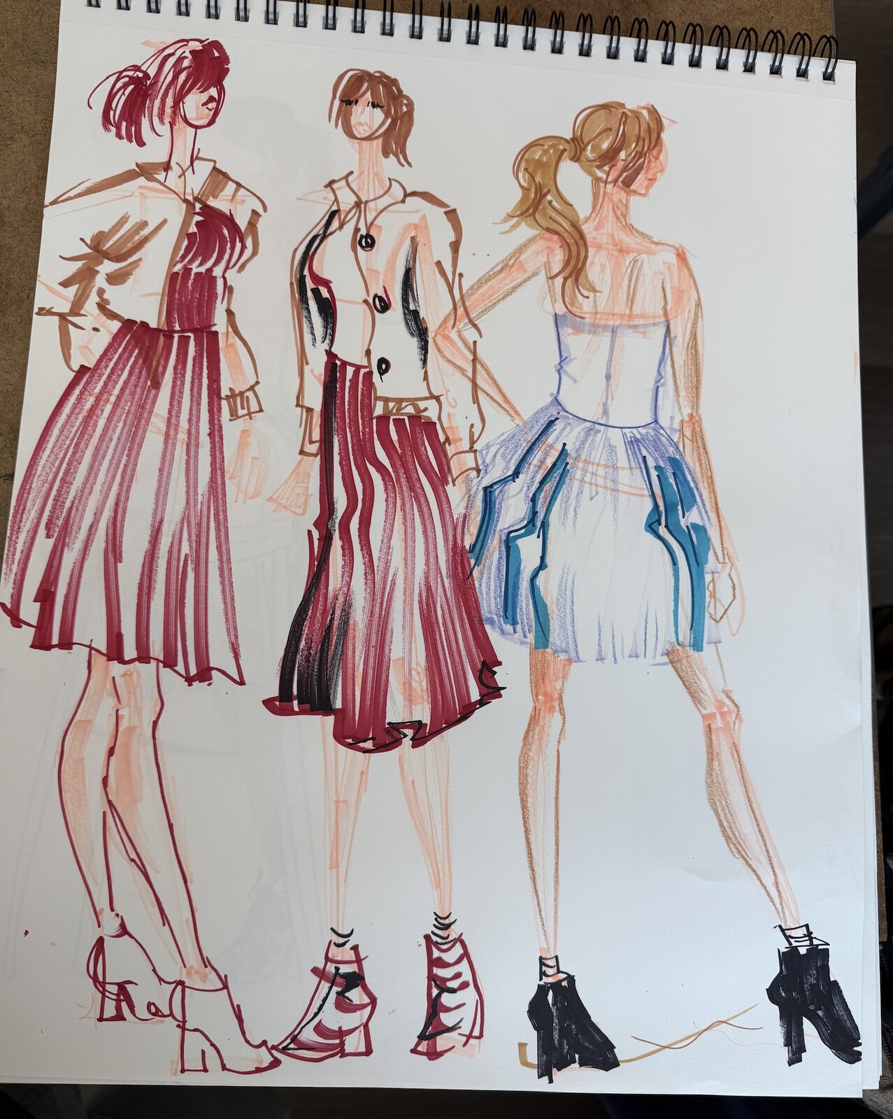 Sketchbook Figures — Marker & colored pencil on paper