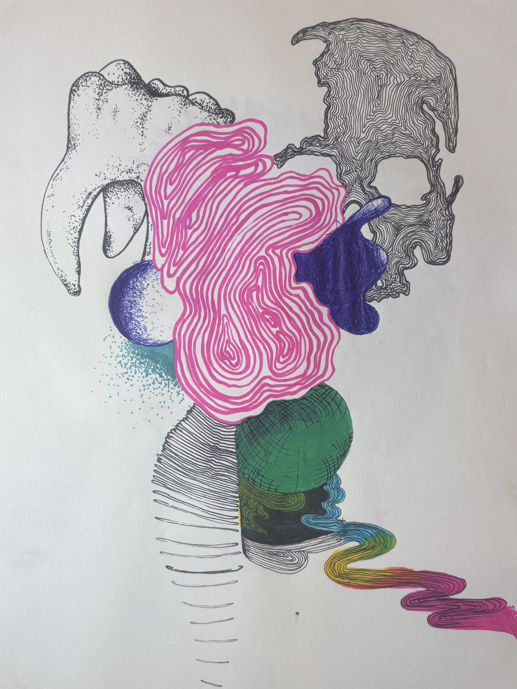 Skull and Tooth — Ink & marker on paper