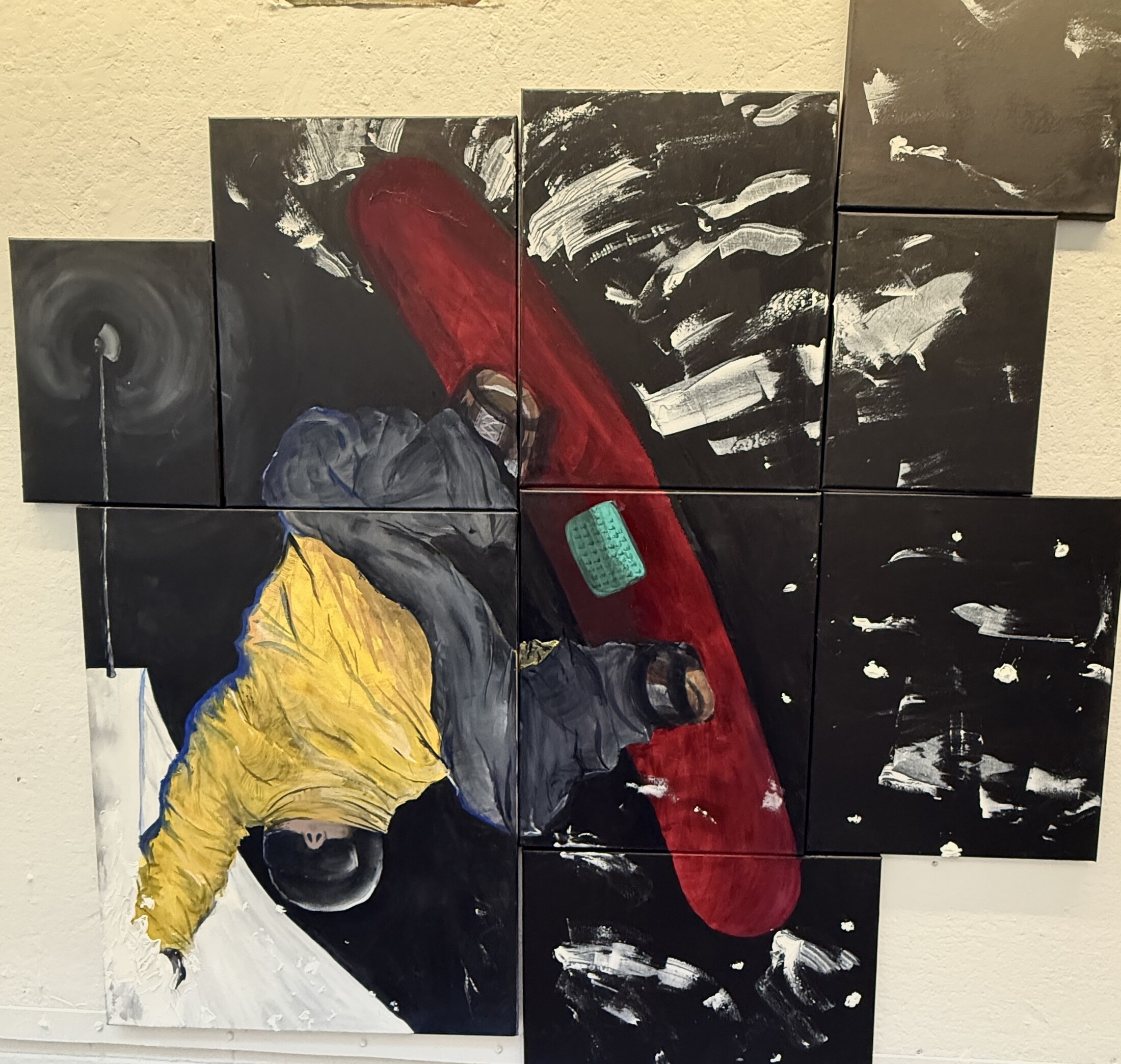 Snowboarder — Acrylic on canvas — multi-panel