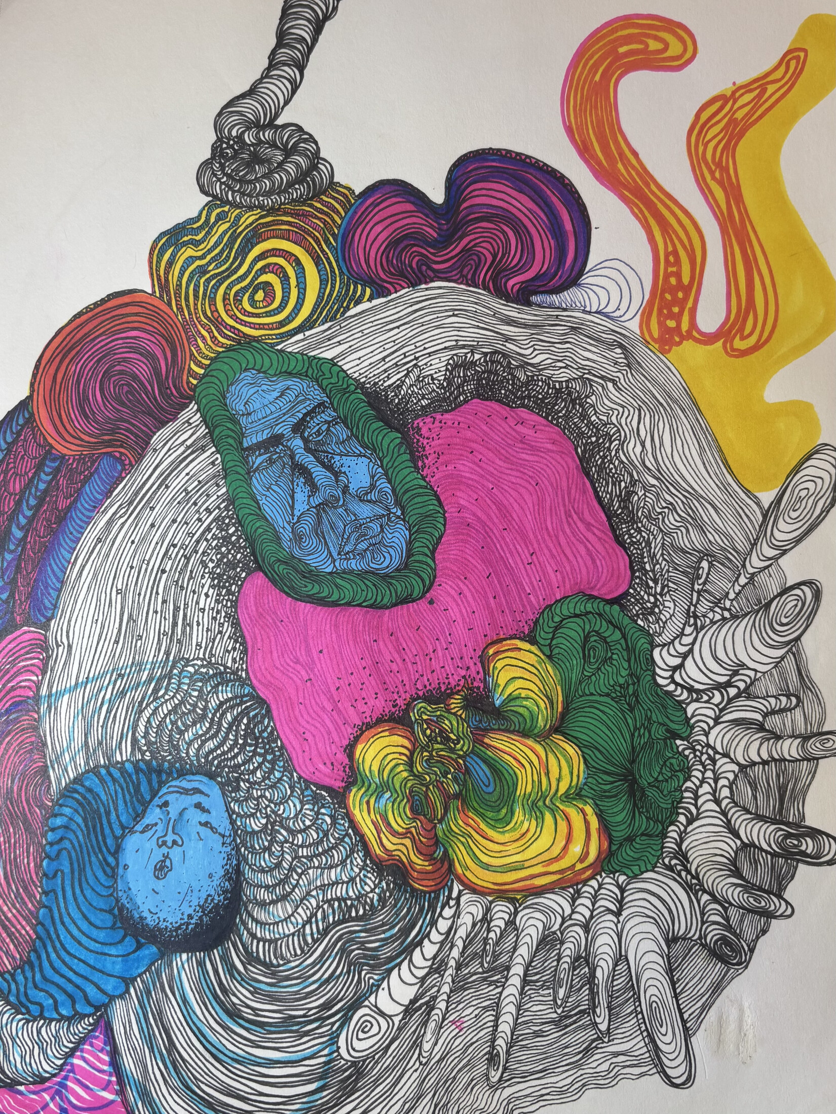 Surreal Organism — Ink & colored pencil on paper