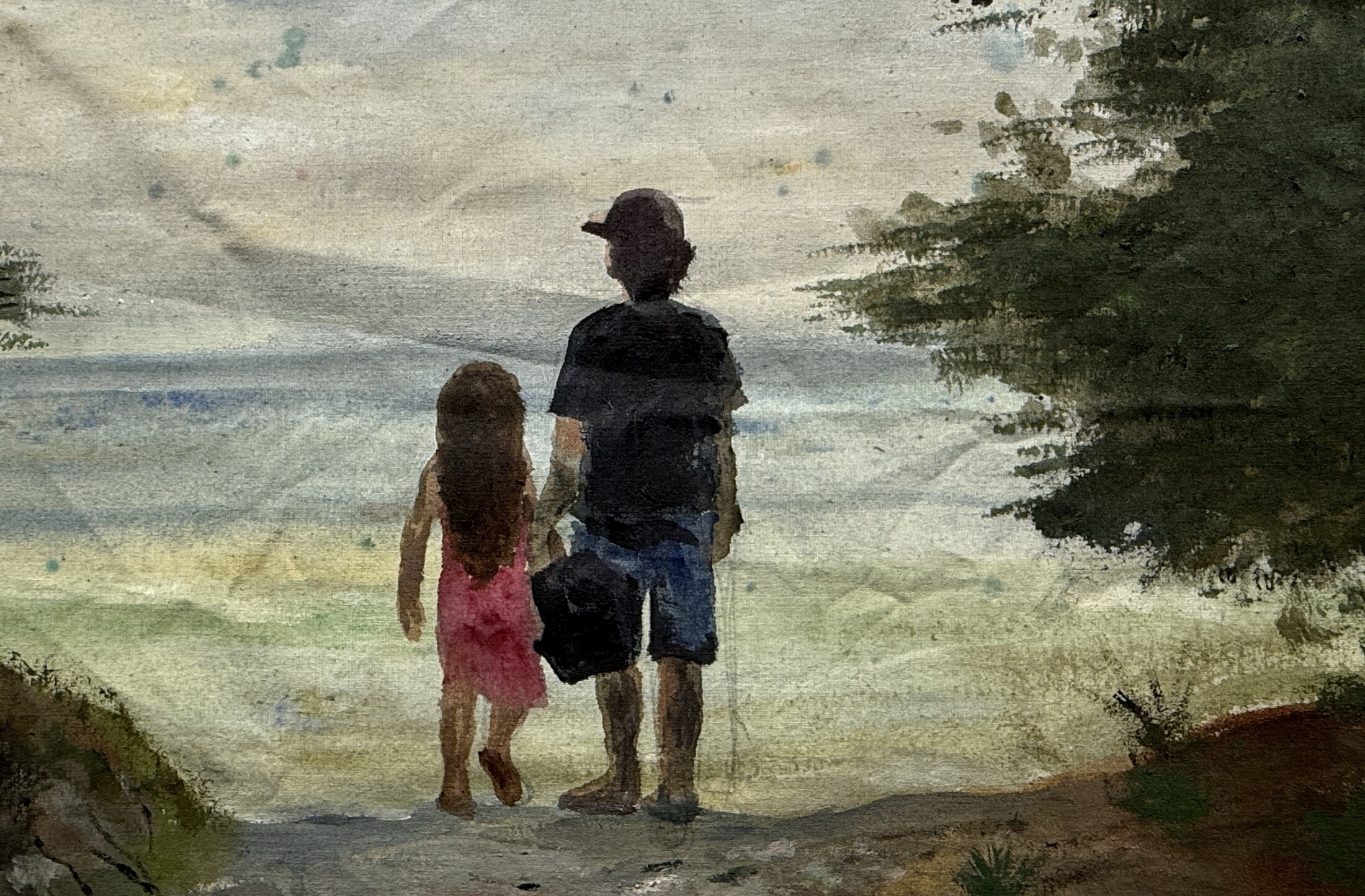 Walking to the Beach — Acrylic on unstretched canvas